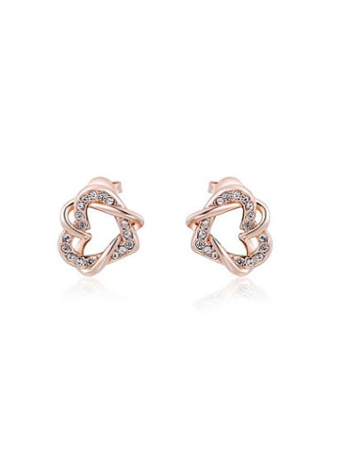 Exquisite Double Heart Shaped Austria Crystal Stud Earrings