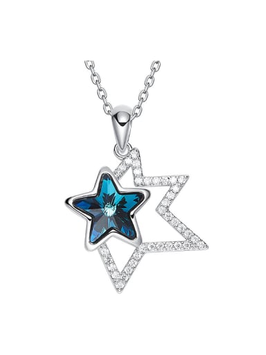 Fashion Shiny austrian Crystal Stars Pendant Copper Necklace
