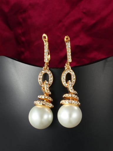 Elegant 18K Gold Plated Artificial Pearl Drop Earrings