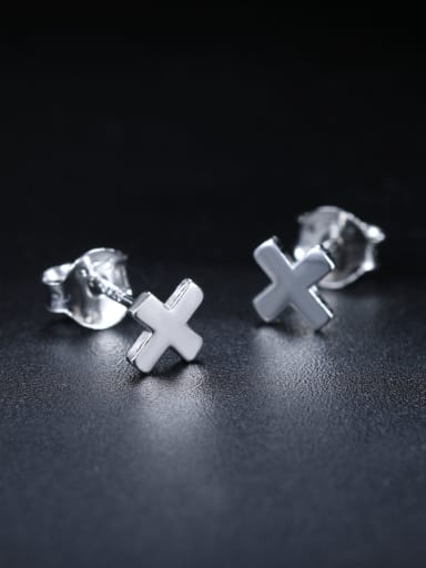 Little Cross 925 Sterling Silver Stud Earrings