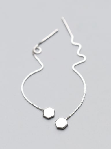 Fashionable Geometric Shaped S925 Silver Line Earrings