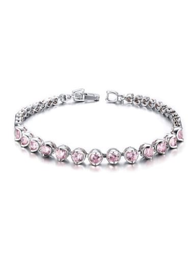 Elegant Pink Heart Shaped AAA Zircon Copper Bracelet