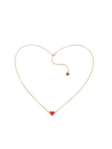 Simple Red Heart Gold Plated Silver Necklace
