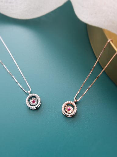 Sterling silver micro-set AAA Zricon red zircon smart necklace