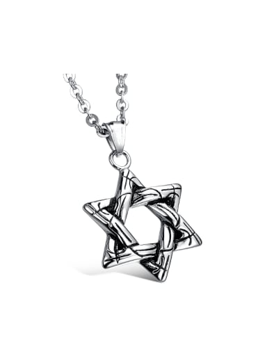 Fashion Hollow Six-pointed Star Titanium Necklace
