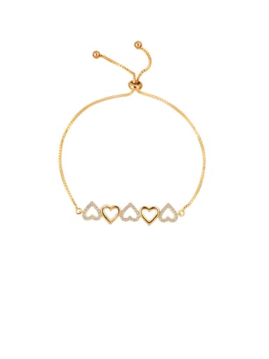 Copper With  Cubic Zirconia Simplistic Heart Adjustable Bracelets