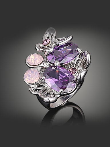 Fashion Purple Zirconias Butterflies Alloy Ring