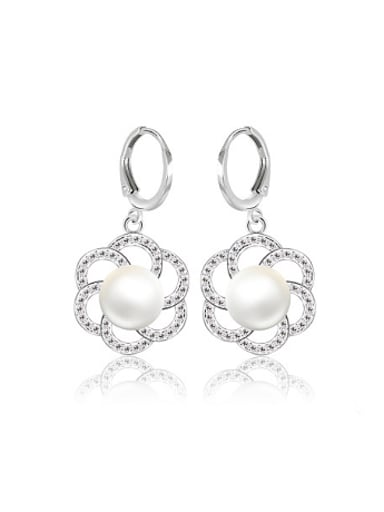 Artificial Pearl Flowery Rhinestones Earrings