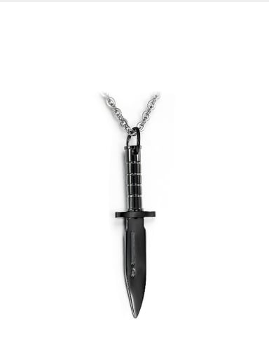 Personalized Black Dagger Titanium Necklace