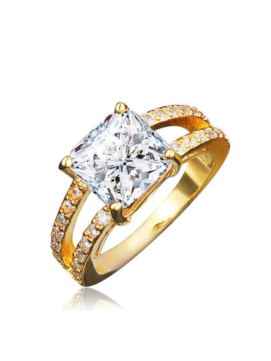 Creative Square Shaped 18K Gold Plated Zircon Ring
