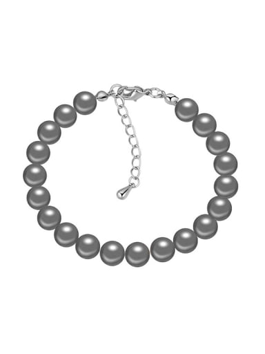 Simple Imitation Pearls Platinum Plated Alloy Charm Bracelet