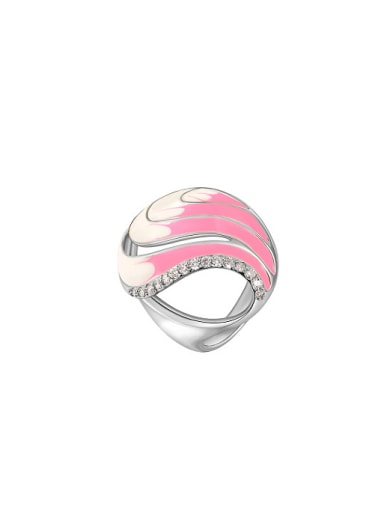 custom Temperament Pink Petal Polymer Clay Ring