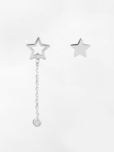 Fashion Asymmetrical Star Silver Earrings