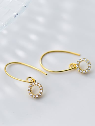 Fashionable Gold Plated Round Shaped Zircon Drop Earrings