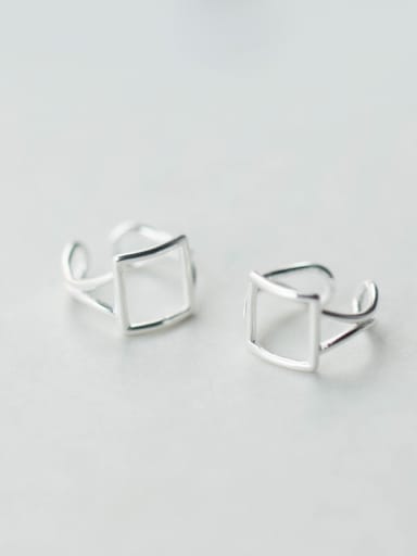 Fashion Hollow Square Shaped S925 Silver Clip On Earrings