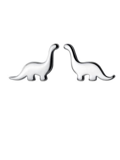 925 Sterling Silver With Platinum Plated Cute dinosaurl Stud Earrings