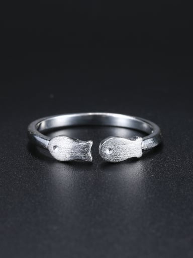 Simple Double Tiny Fish 925 Sterling Silver Opening Ring