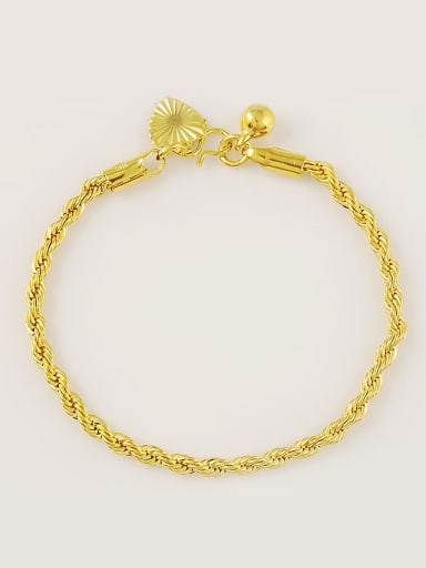 Fashion 24K Gold Plated Heart Shaped Wave Shaped Bracelet