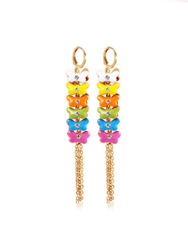 Fashion Colorful Butterflies Tassels Drop Earrings