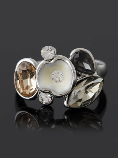 Platinum Plated Crystals Little Flower Alloy Ring