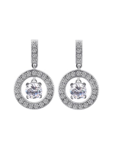 Fashion 925 Silver Cubic Zircon Hollow Round Earrings