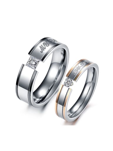 Fashion Shiny Rhinestone Titanium Lovers Ring