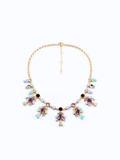 Alloy Gold Plated Rhinestones Flower Necklace