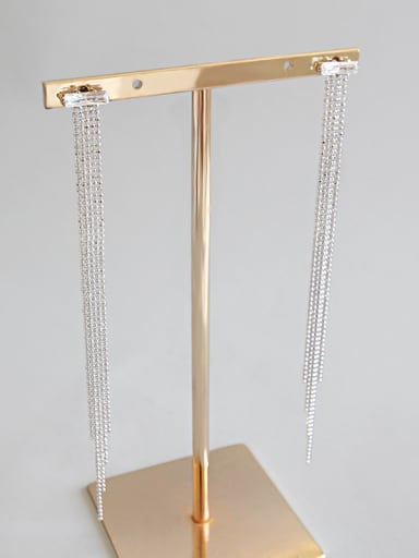 Sterling Silver temperament and square zircon long earrings