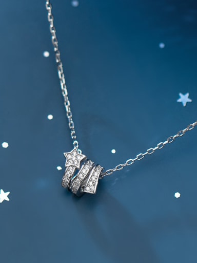 925 Sterling Silver With Cubic Zirconia  Simplistic Star Necklaces