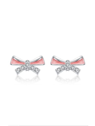 Color Glue Zircons Bow Stud Earrings