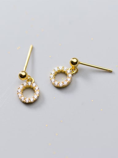 All-match Round Shaped Gold Plated S925 Silver Stud Earrings