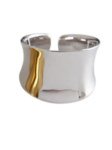 925 Sterling Silver With Glossy Simplistic Irregular Free Size Rings