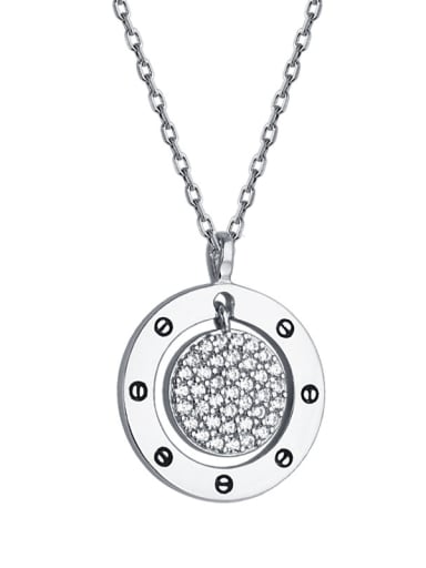 925 Sterling Silver With  Cubic Zirconia Personality Concentric round  Necklaces