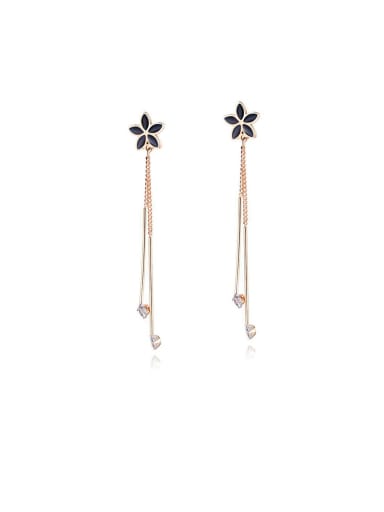 Stainless Steel With Rose Gold Plated Fashion Flower Tassel Earrings