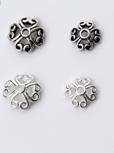 925 Sterling Silver With Antique Silver Plated Vintage Flower Bead Caps