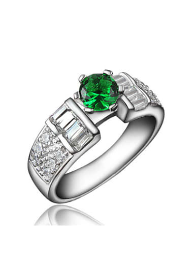 Shimmering Green Round Shaped Zircon Women Ring