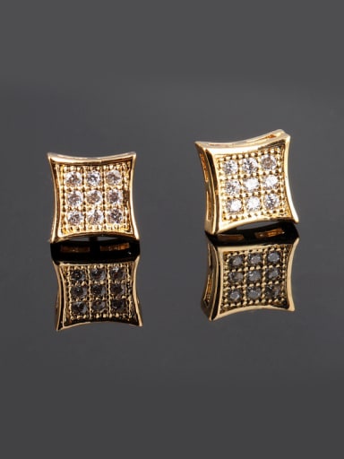 Square Mmicro Insert AAA Small Zircon 18K Real Gold Anti Allergy stud Earring