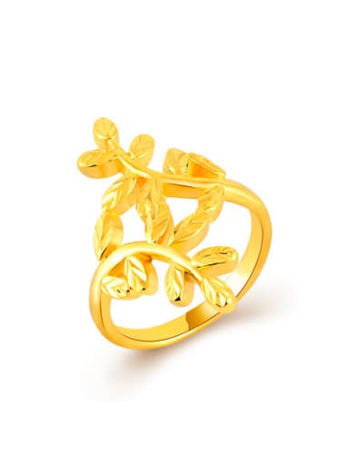 High Quality Gold Plated Leaf Shaped Copper Ring