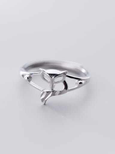 925 Sterling Silver With Platinum Plated Cute Hollow Animal Free Size Rings