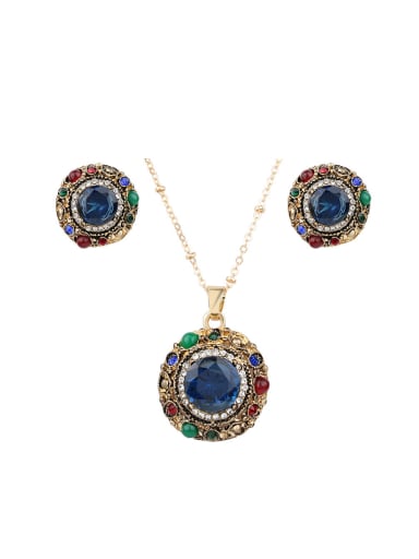 Vintage style Cubic Resin stones Alloy Two Pieces Jewelry Set