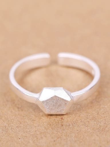 Simple Geometrical Silver Opening Ring