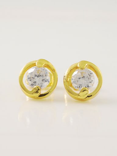 Women Round Shaped Shimmering Rhinestone Stud Earrings