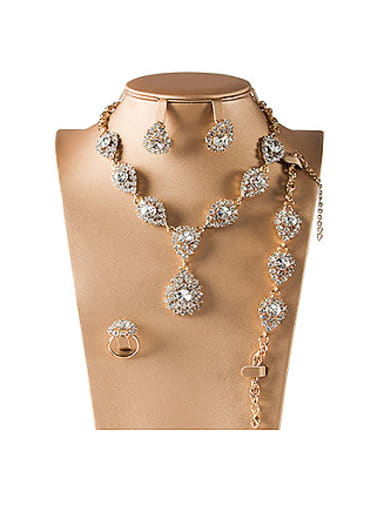 Artificial Crystal Colorfast Four Pieces Jewelry Set