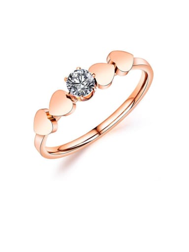 Stainless Steel With Rose Gold Plated Cute Heart Band Rings