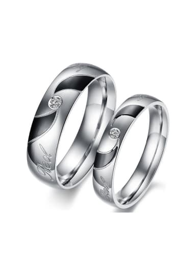 Fashion Tiny Rhinestones Titanium Lovers Ring