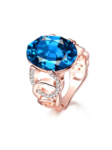 Elegant Blue Glass Geometric Shaped Ring