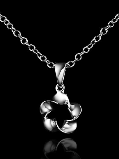 Simple 925 Sterling Silver Twisted Flower Pendant