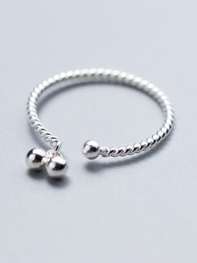 Sterling silver woven twist lovely beads free size ring