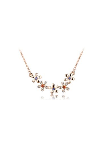 Temperament Flower Shaped Rose Gold Plated Necklace