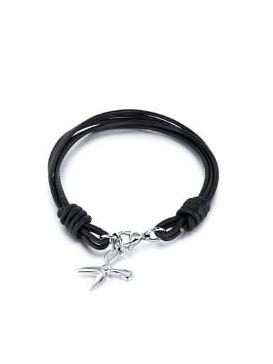 Fashion Little Scissors Black Artificial Leather Bracelet